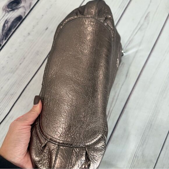 Brighton Barbados Hobo Metallic Bronze Pebbled Leather Bag Roomy & Pockets - Picture 7 of 16